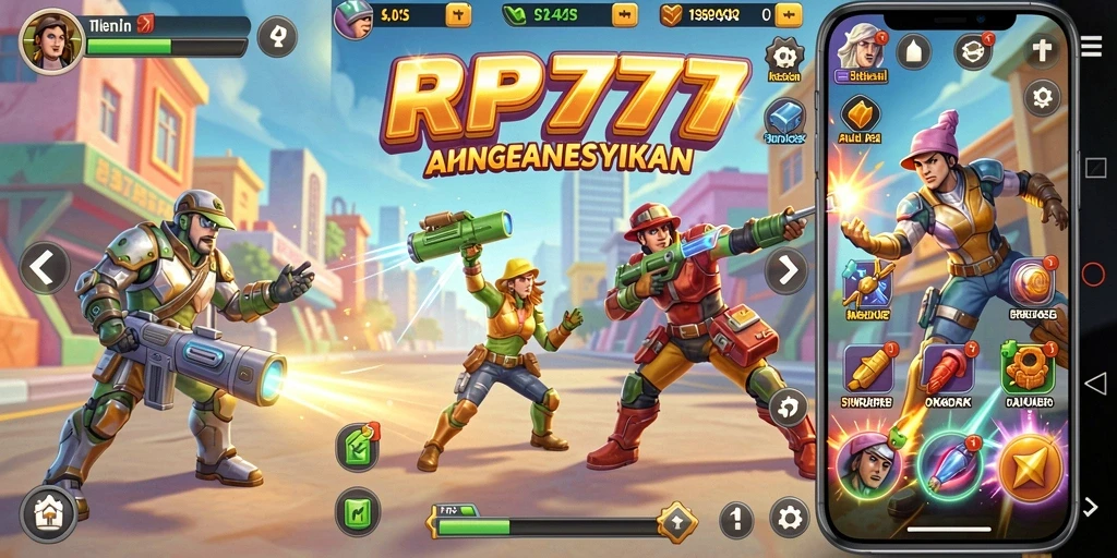 Tampilan gameplay RP777 yang penuh warna dan dinamis.