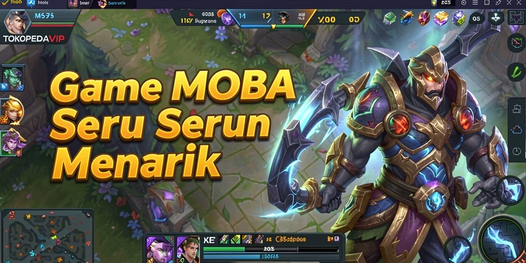 Screenshot gameplay TOKOPEDIAVIP yang menunjukkan aksi seru dalam pertarungan MOBA.