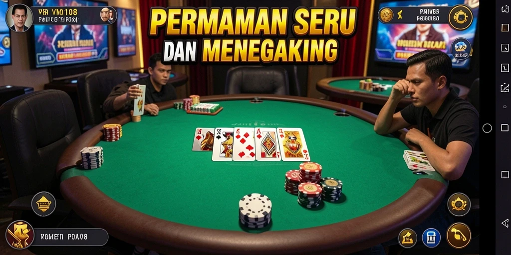 Screenshot gameplay VM108 menunjukkan suasana poker yang kompetitif dan menarik.